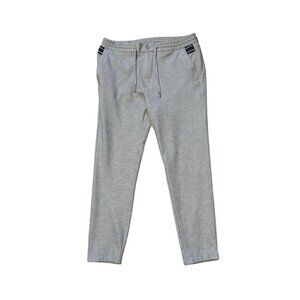 Zara Mens Slim Fit Light Gray Trousers With Elastic Waistband & Zipper Fly